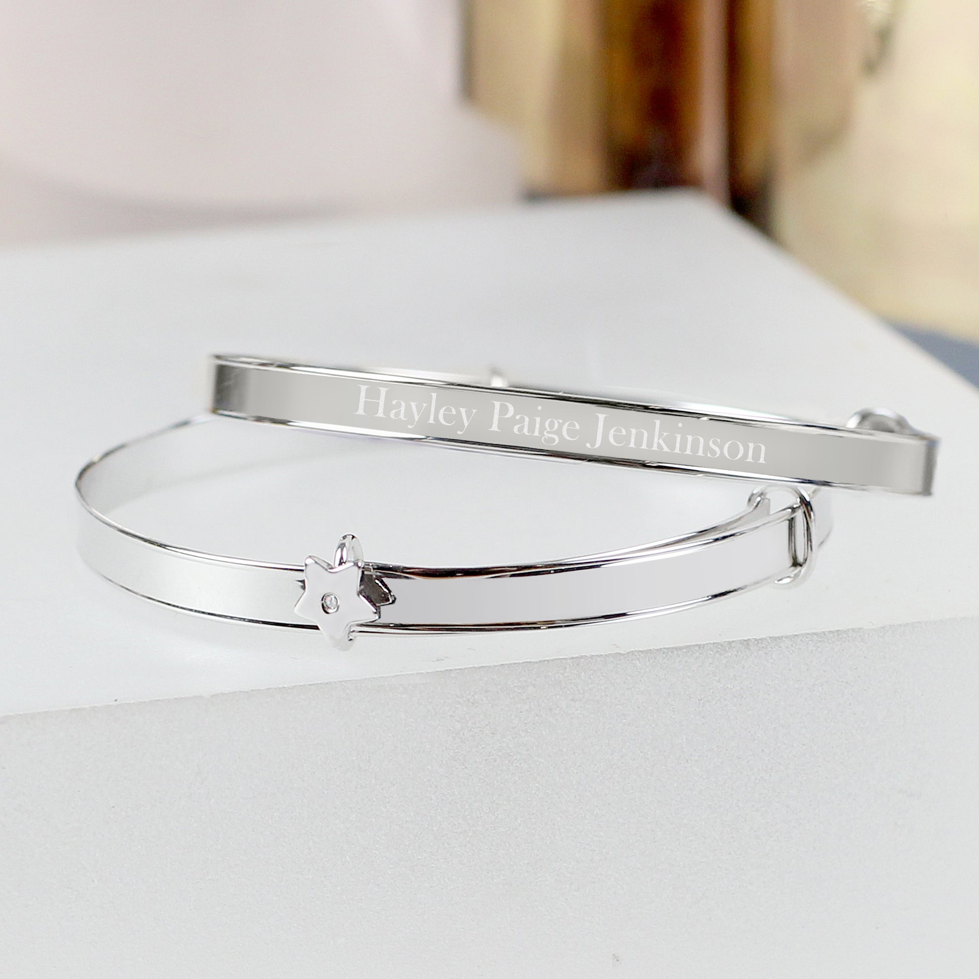 Child's expanding diamante star bracelet, personalised sterling silver - Lilybet loves