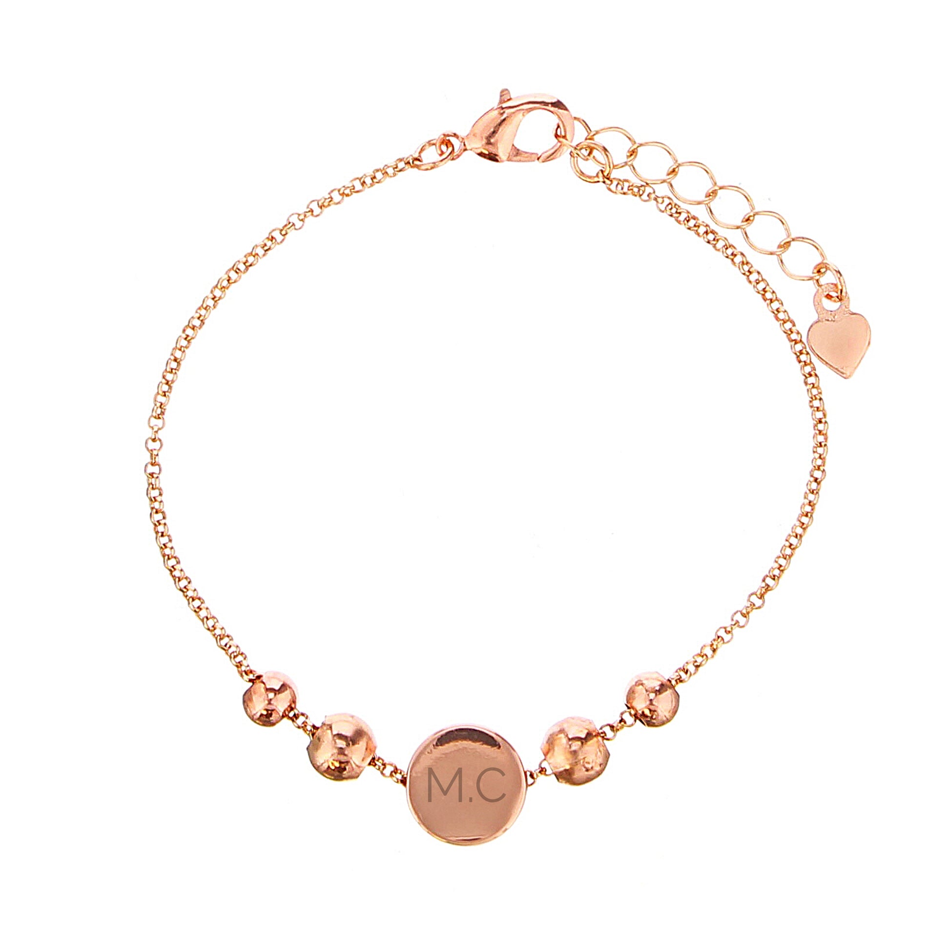 Rose gold tone initials disc bracelet, personalised - Lilybet loves