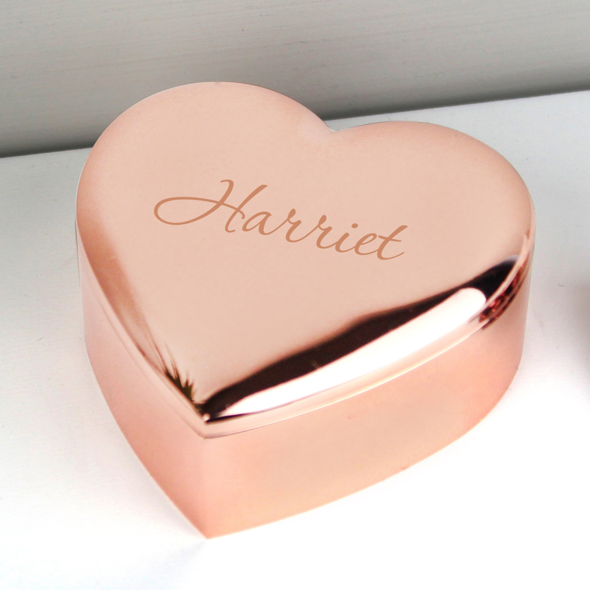 Rose gold heart personalised trinket box - Lilybet loves