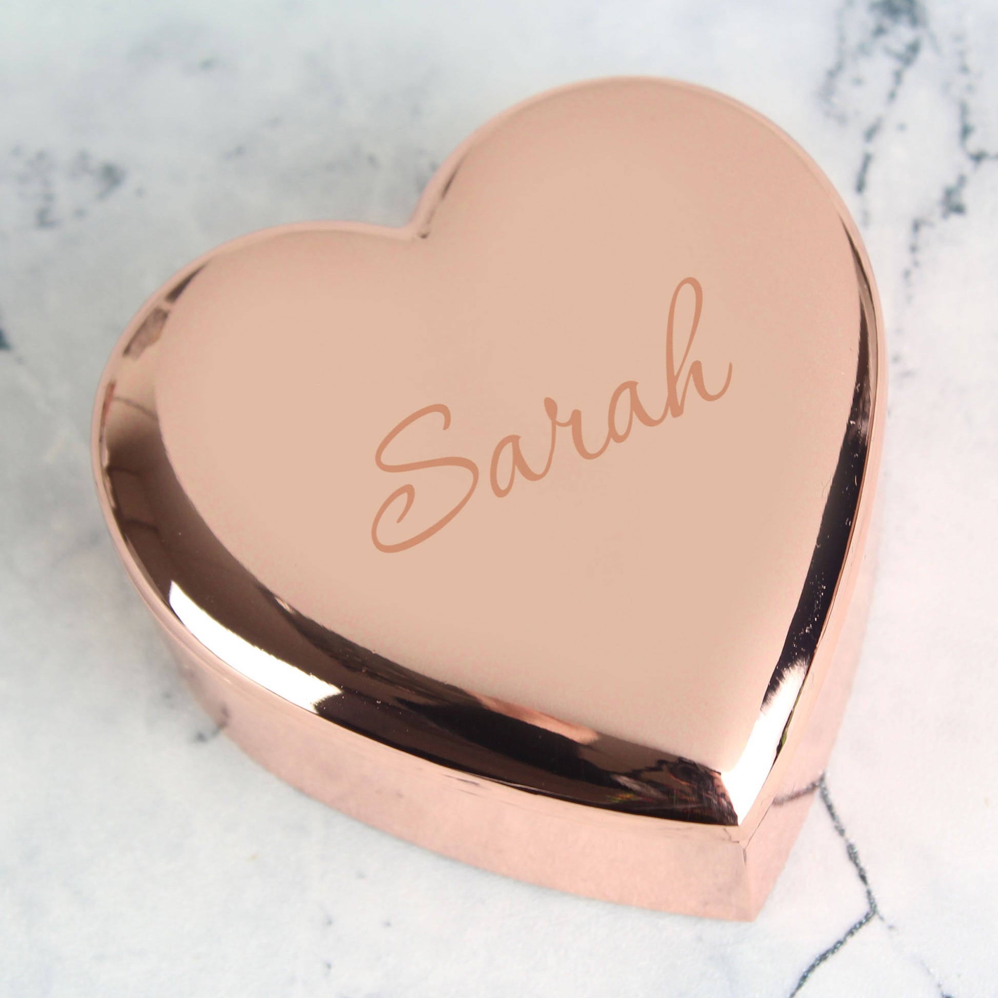 Rose gold heart personalised trinket box - Lilybet loves