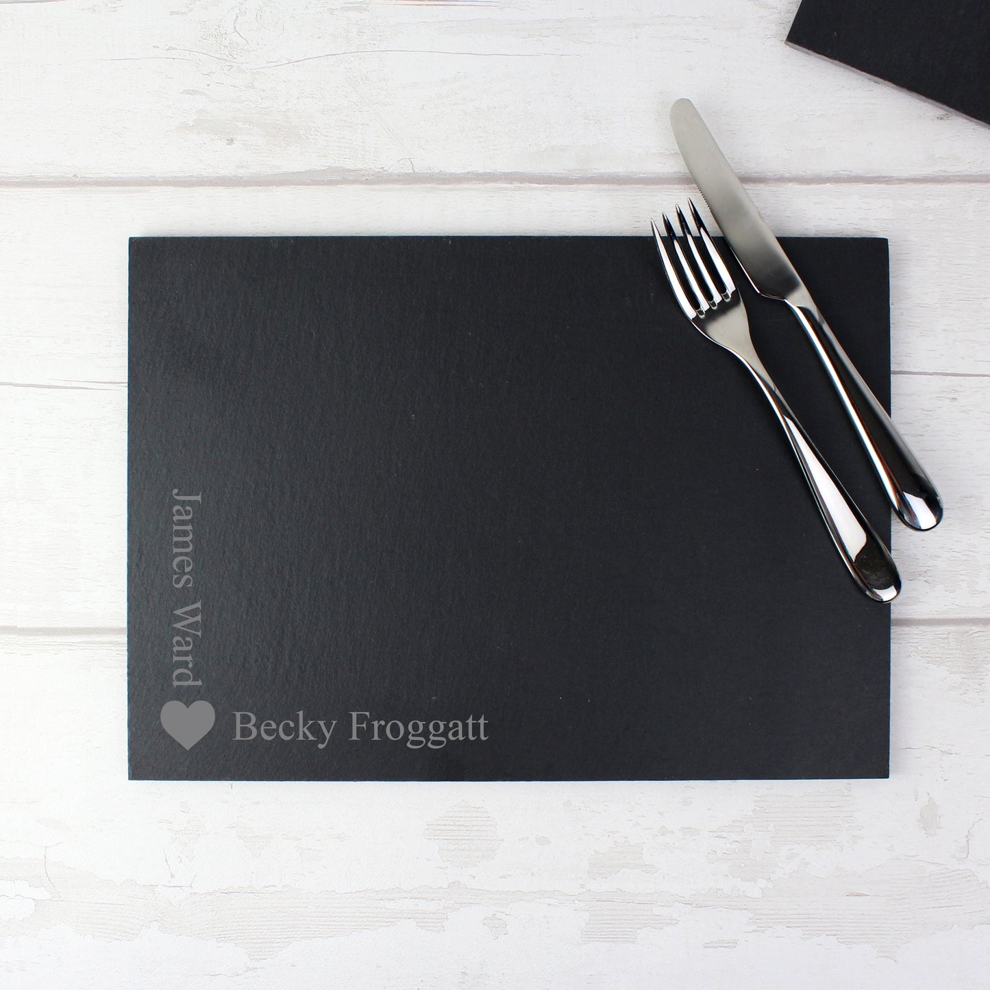 Personalised heart motif slate placemat - Lilybet loves