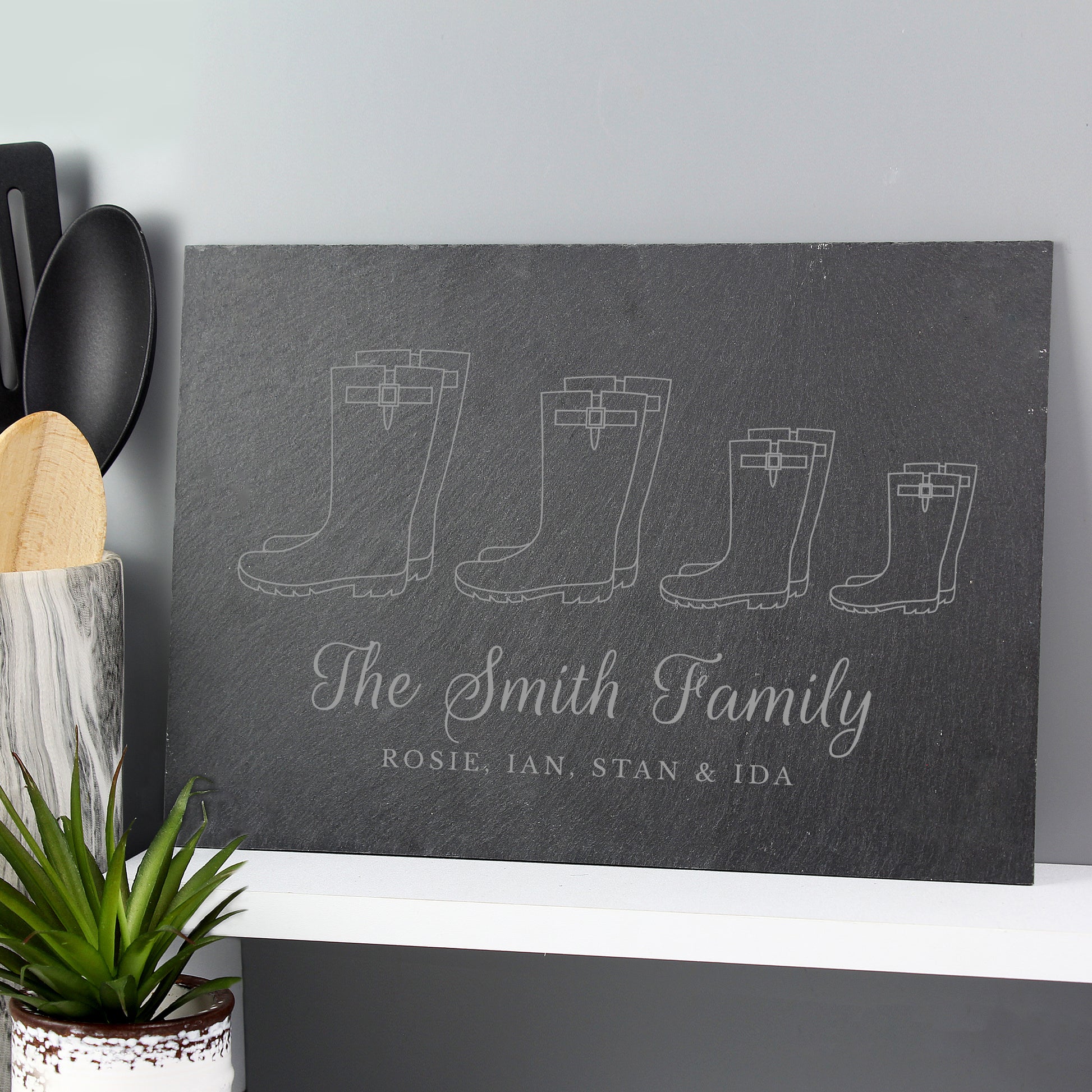 Personalised Welly Boot Family of Four Slate - Lilybet loves