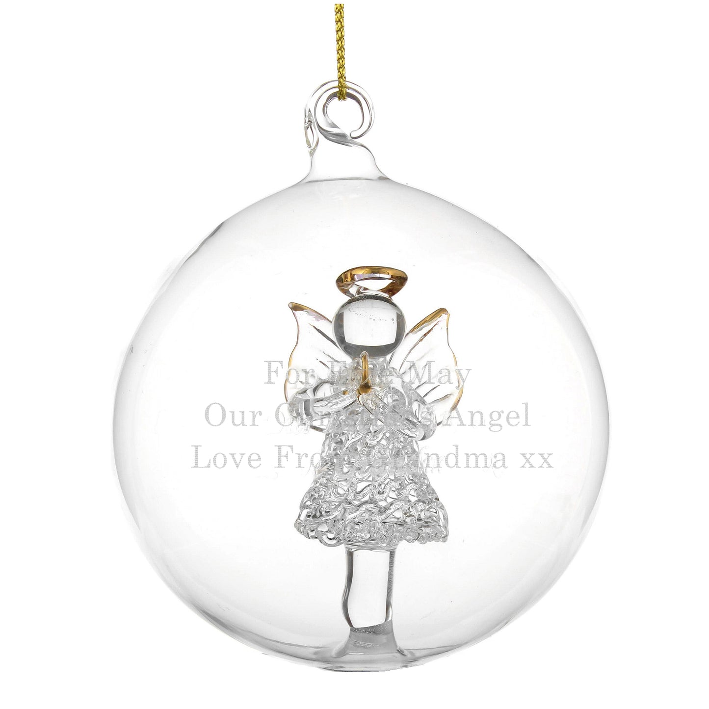 Personalised Glass Christmas Angel Bauble - Lilybet loves