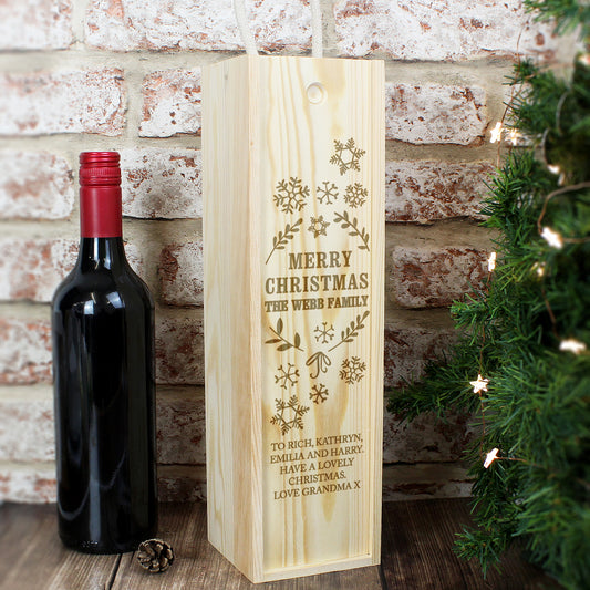 Christmas Frost wooden wine bottle box, personalised - Lilybet loves