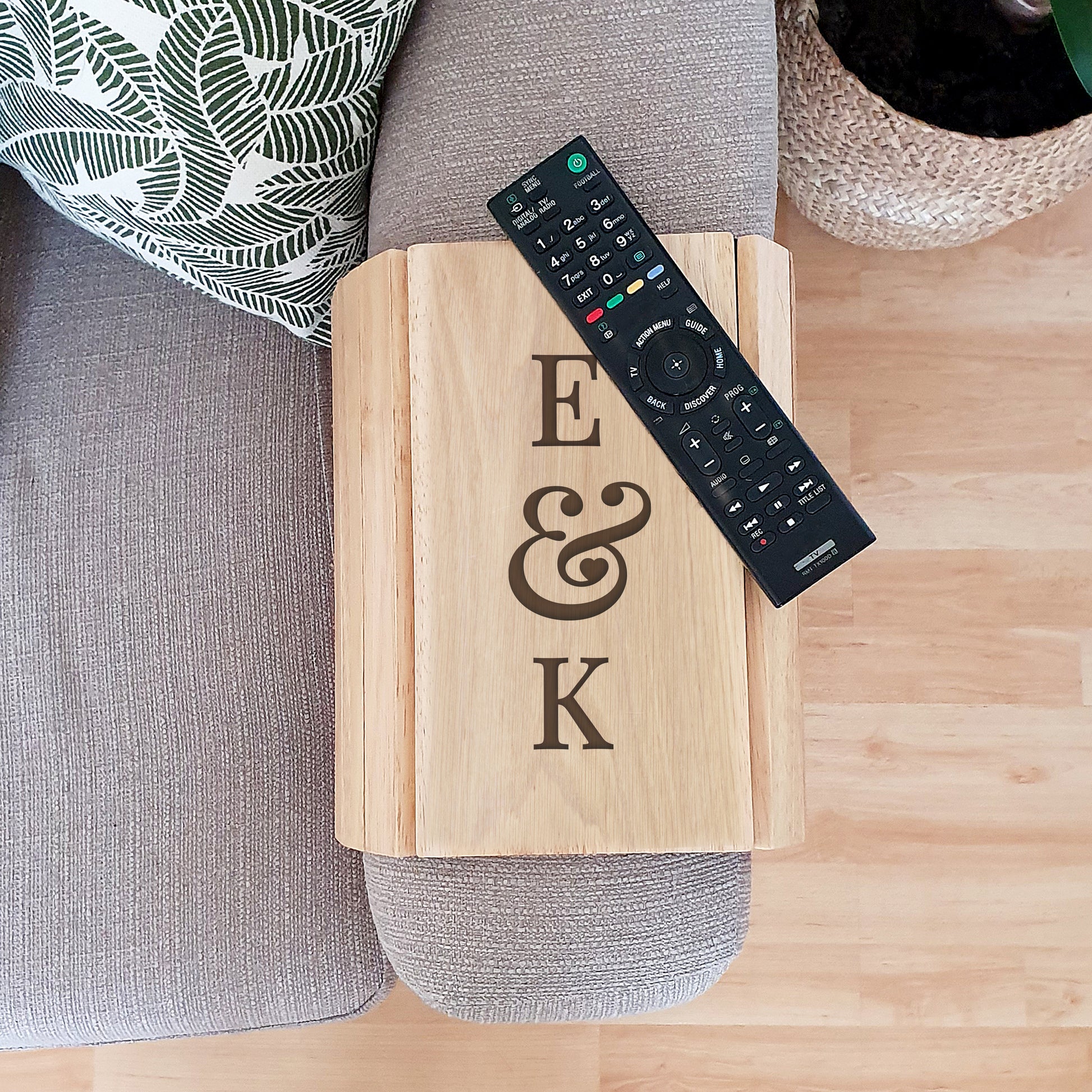 Wooden sofa tray, personalised with initials - Lilybet loves