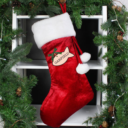 Christmas cat Stocking: personalised plush red stocking for your pet - Lilybet loves