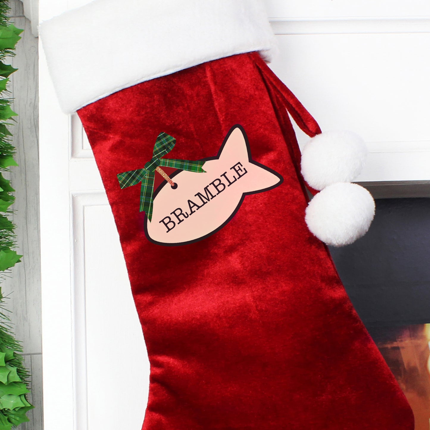 Christmas cat Stocking: personalised plush red stocking for your pet - Lilybet loves
