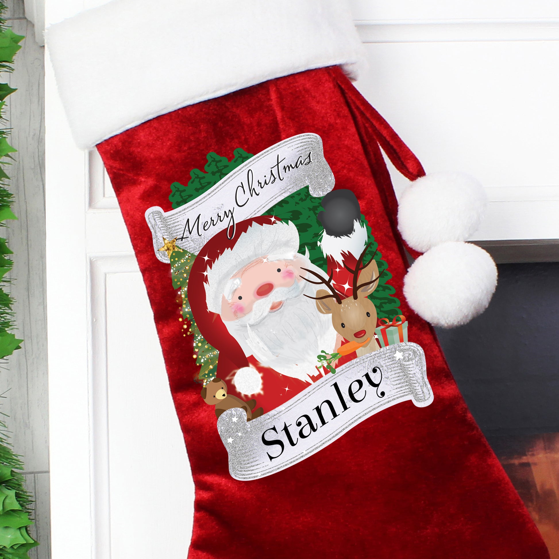 Christmas Santa red stocking, personalised - Lilybet loves
