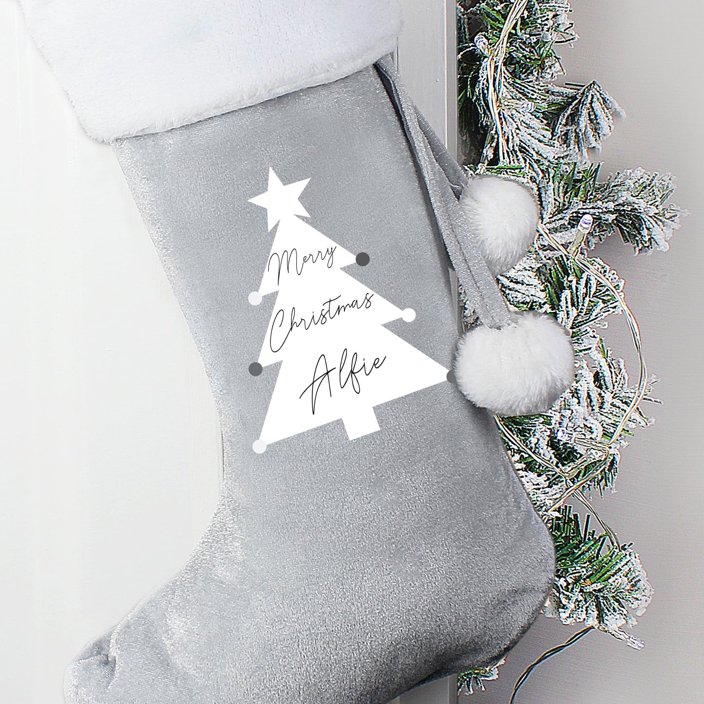 Christmas tree luxury grey stocking - Lilybet loves
