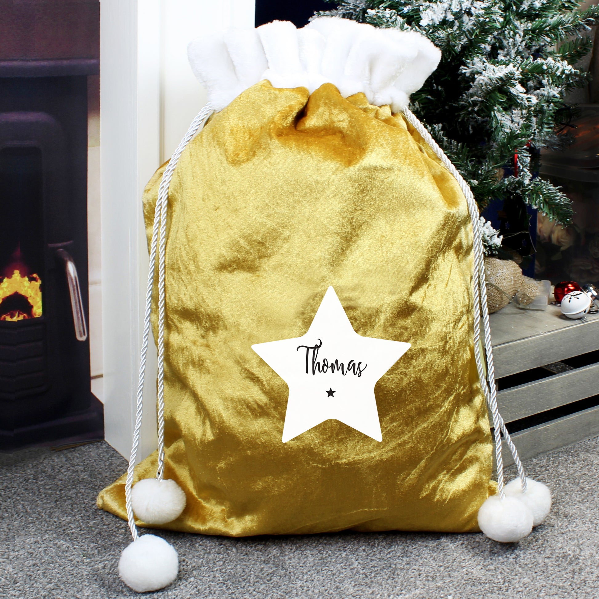 Star luxury gold sack, personalised - Lilybet loves