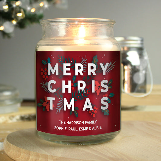 Personalised Merry Christmas candle