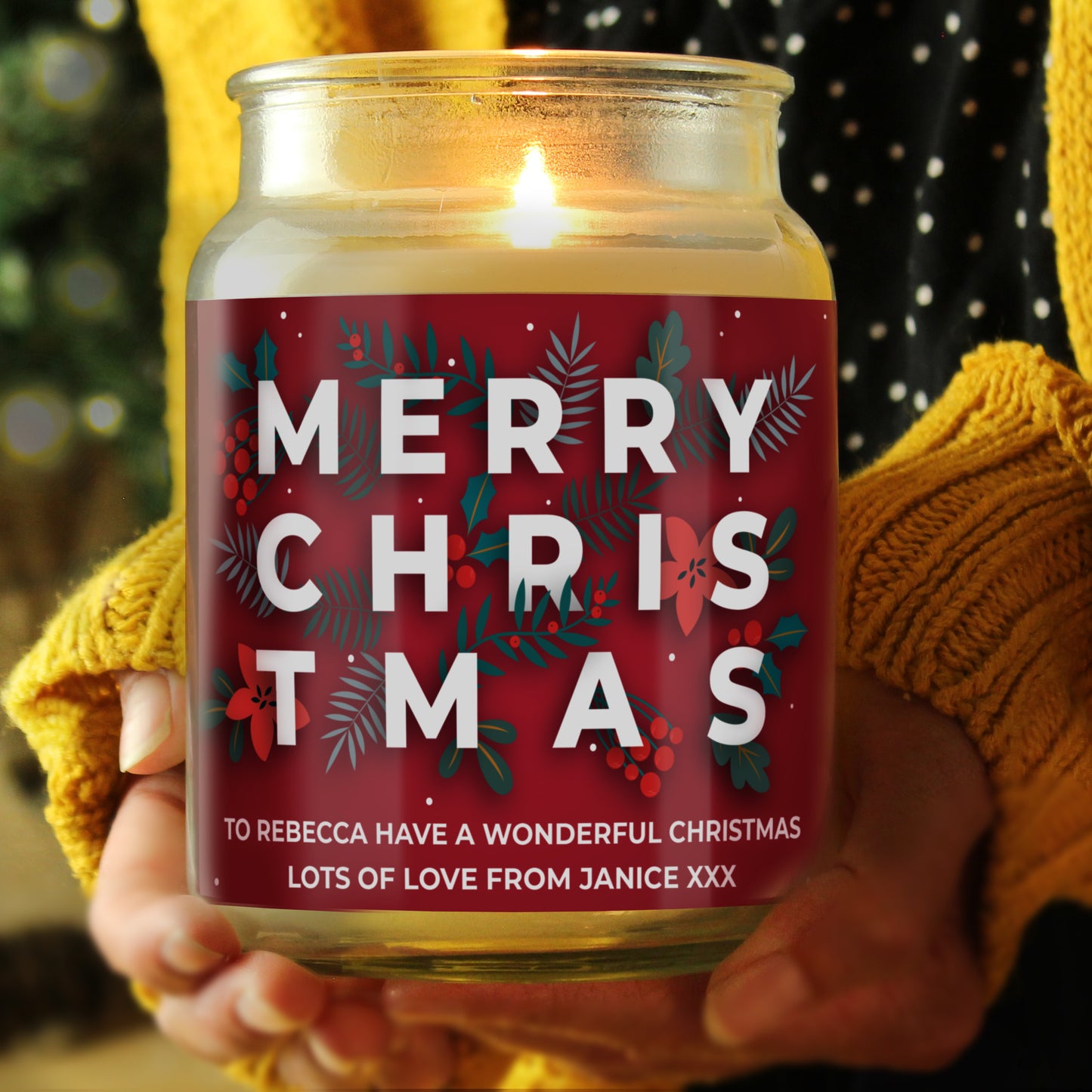 Personalised Merry Christmas candle