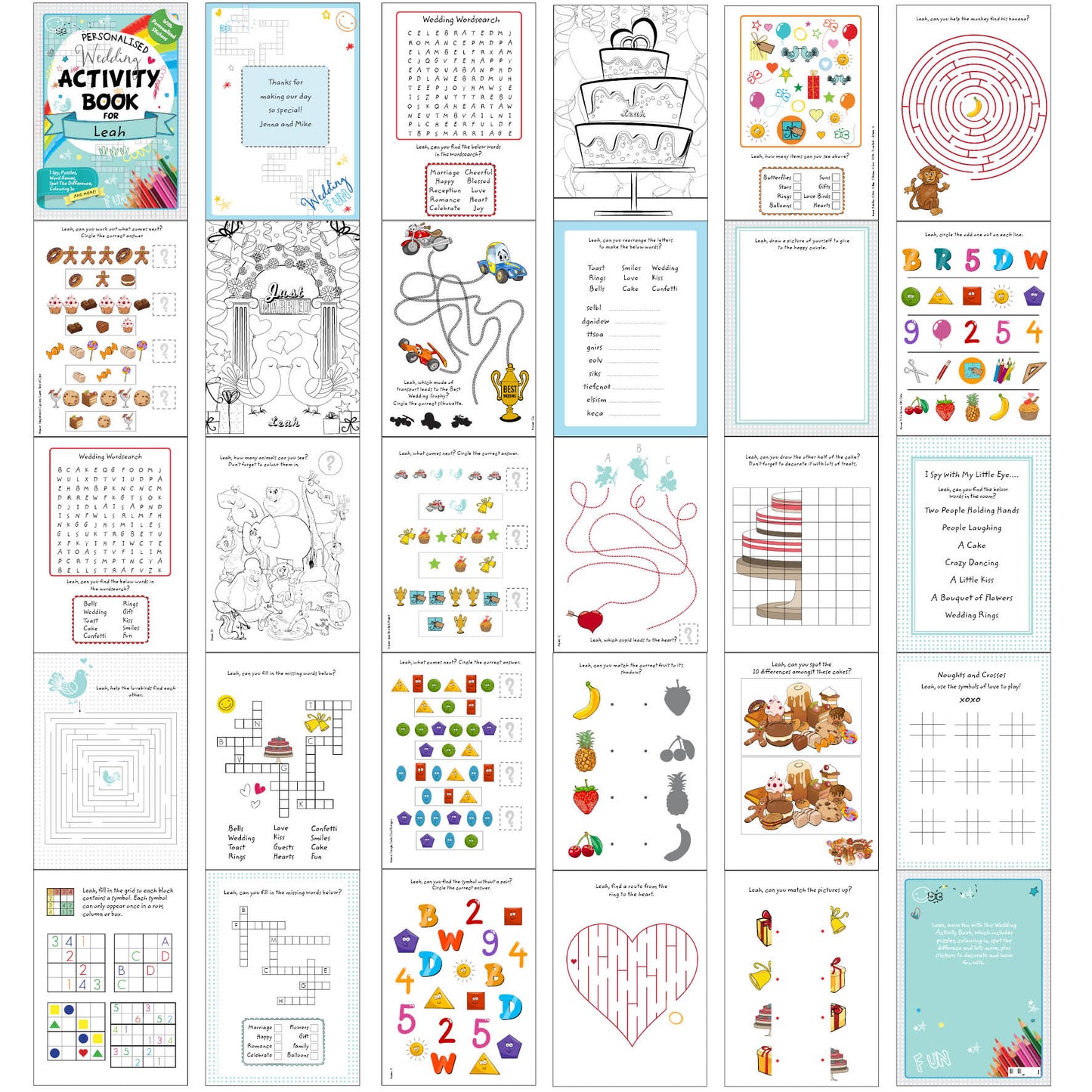 Wedding activity book with stickers, personalised - Lilybet loves