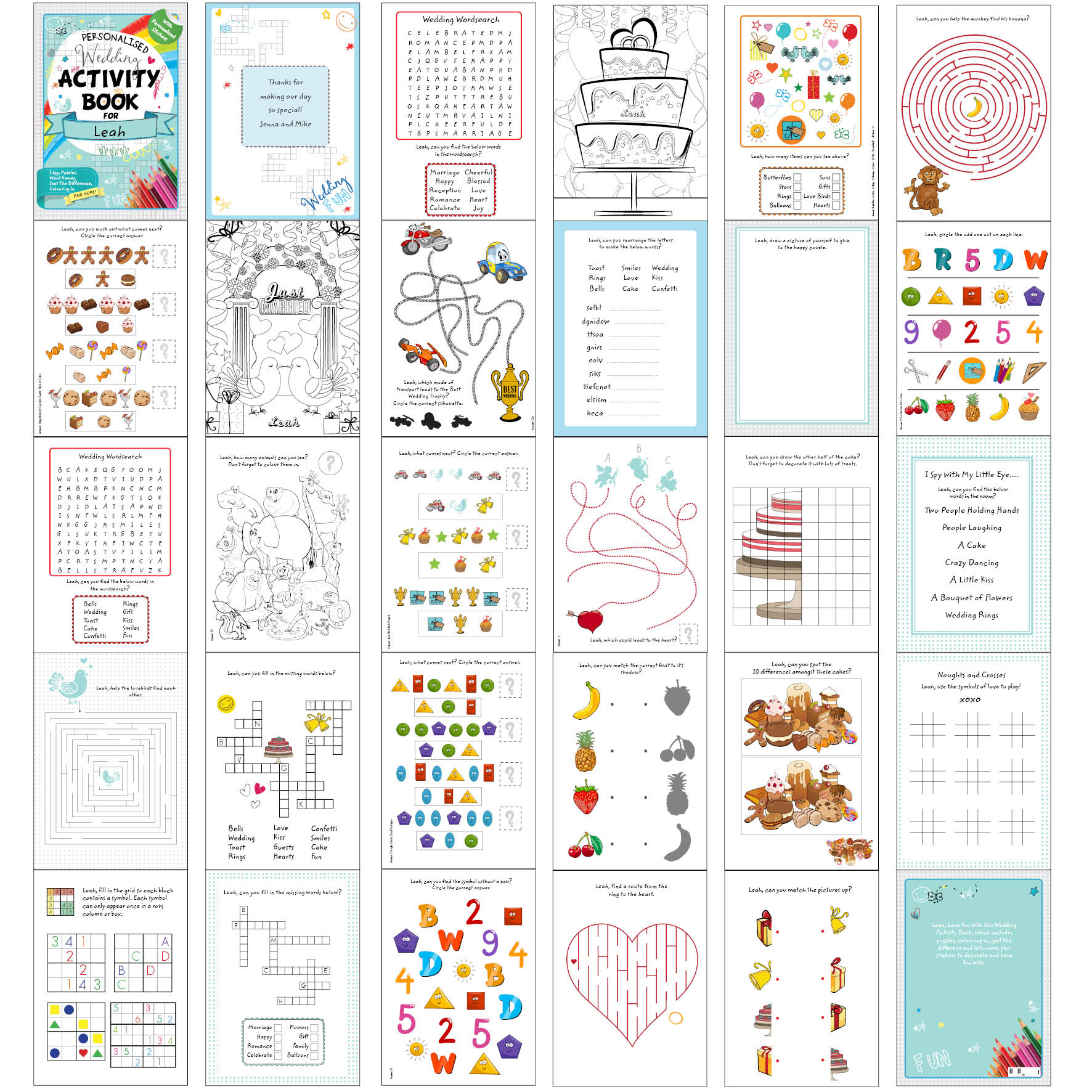 Wedding activity book with stickers, personalised - Lilybet loves