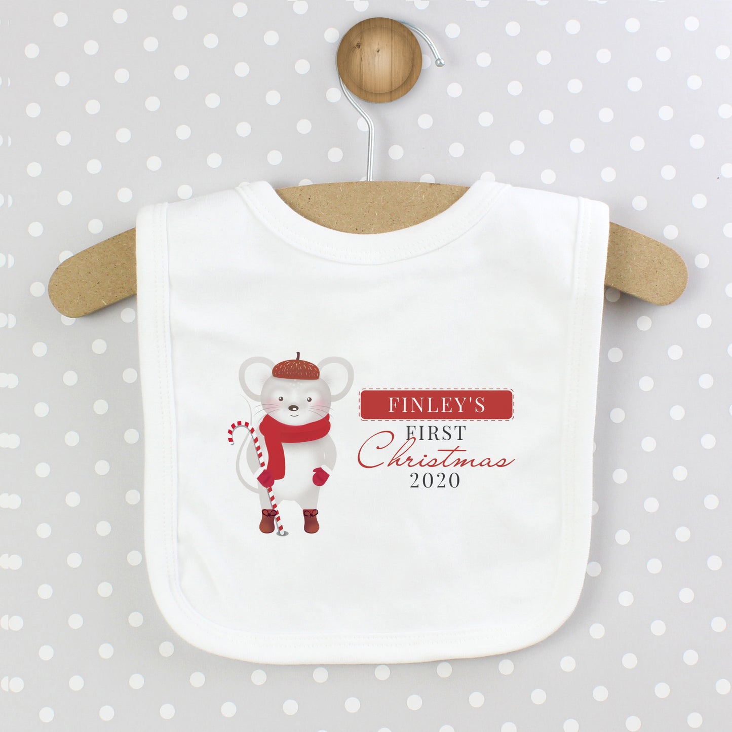 '1st Christmas' mouse bib, personalised - Lilybet loves