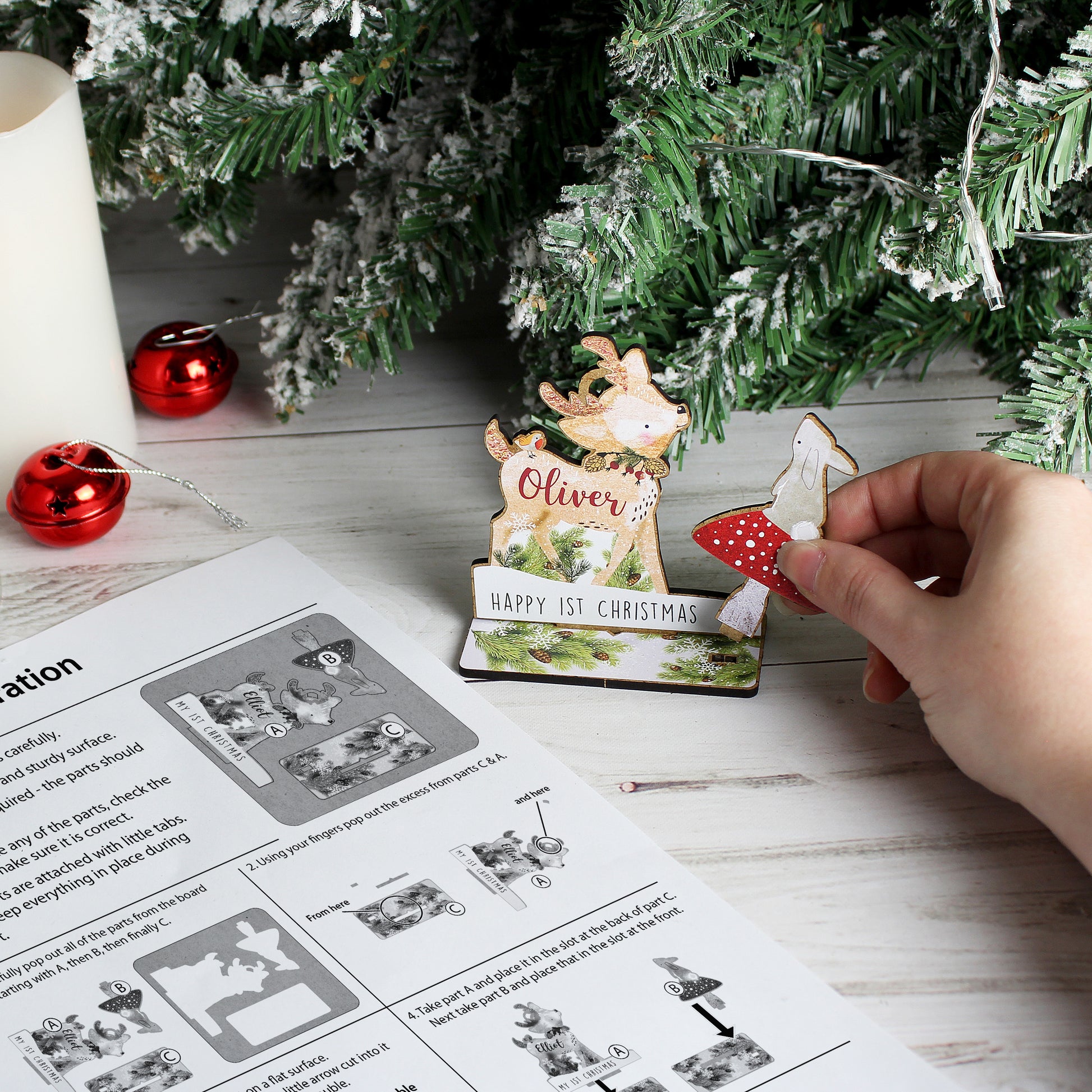 Make your own festive fawn 3D decoration kit, personalised - Lilybet loves