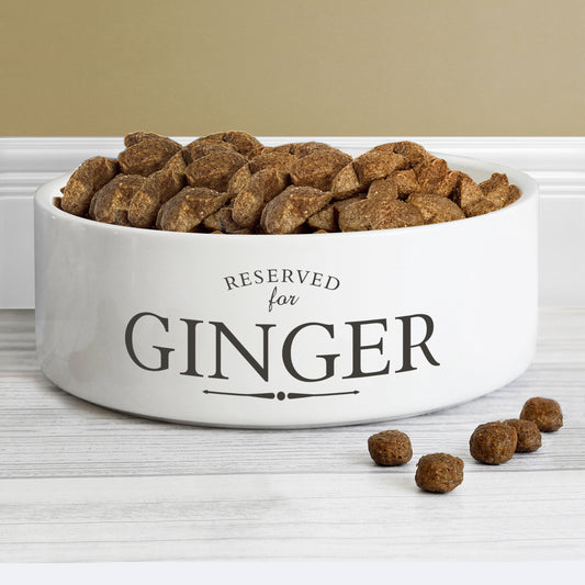 Personalised Reserved For 14cm Medium White Pet Bowl - Lilybet loves