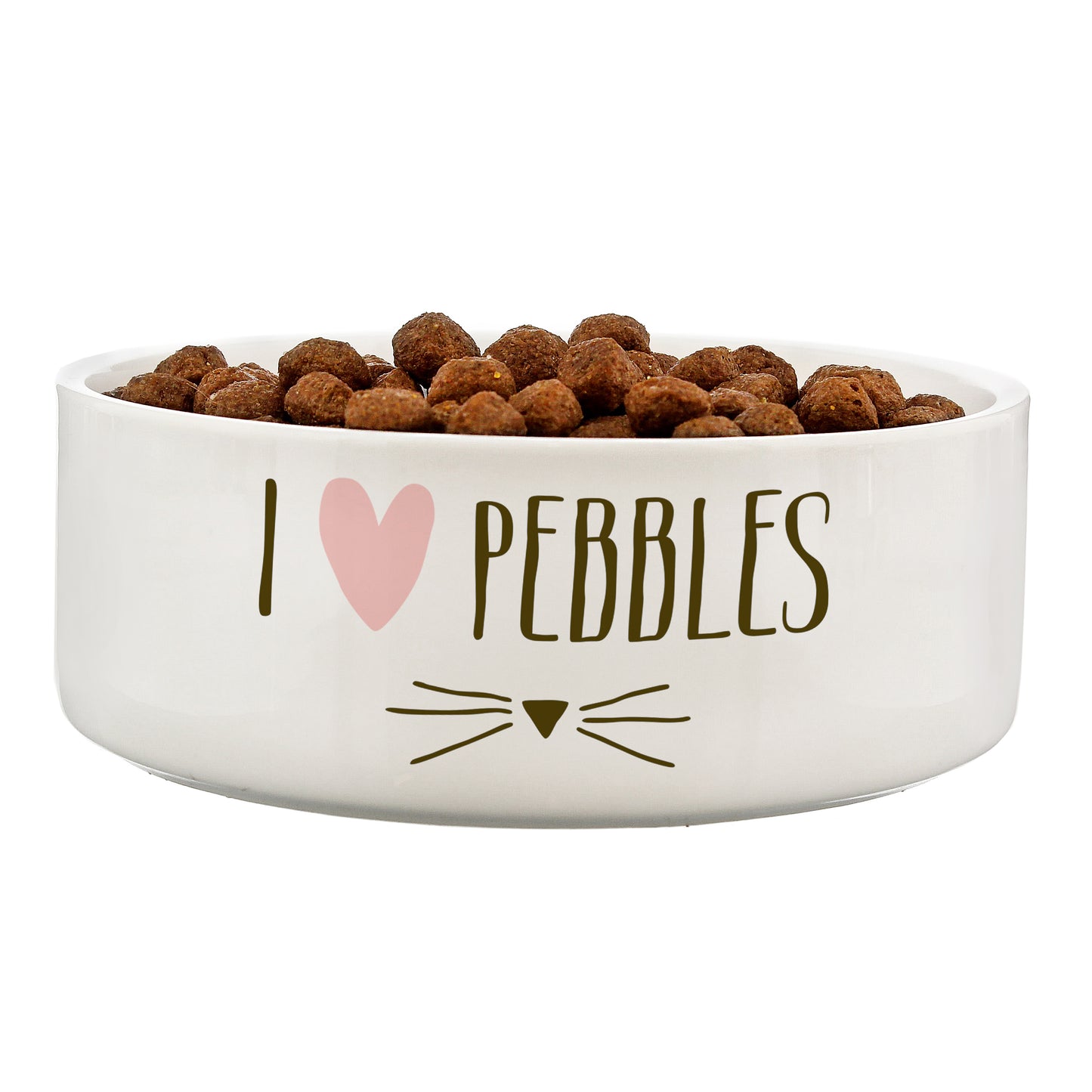 Personalised with your cat's name 14cm medium white pet bowl - Lilybet loves