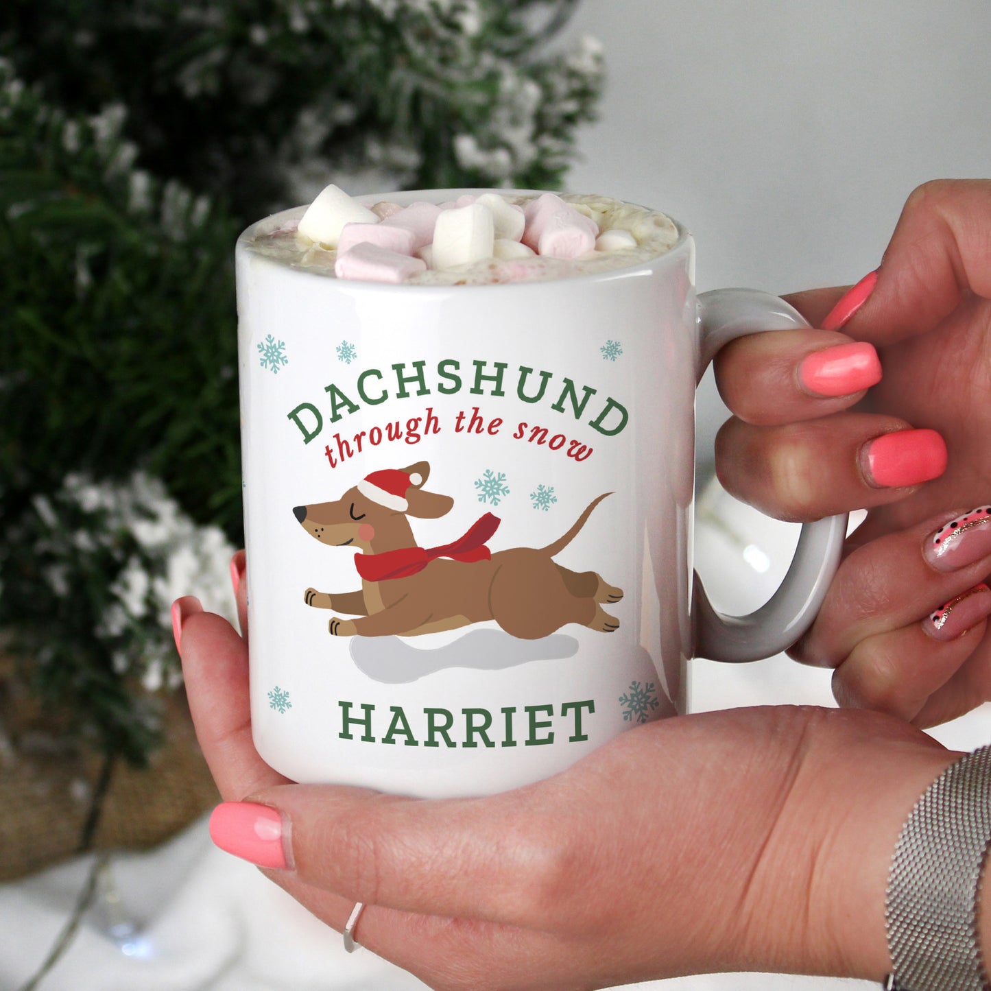 Personalised dachshund Christmas Mug