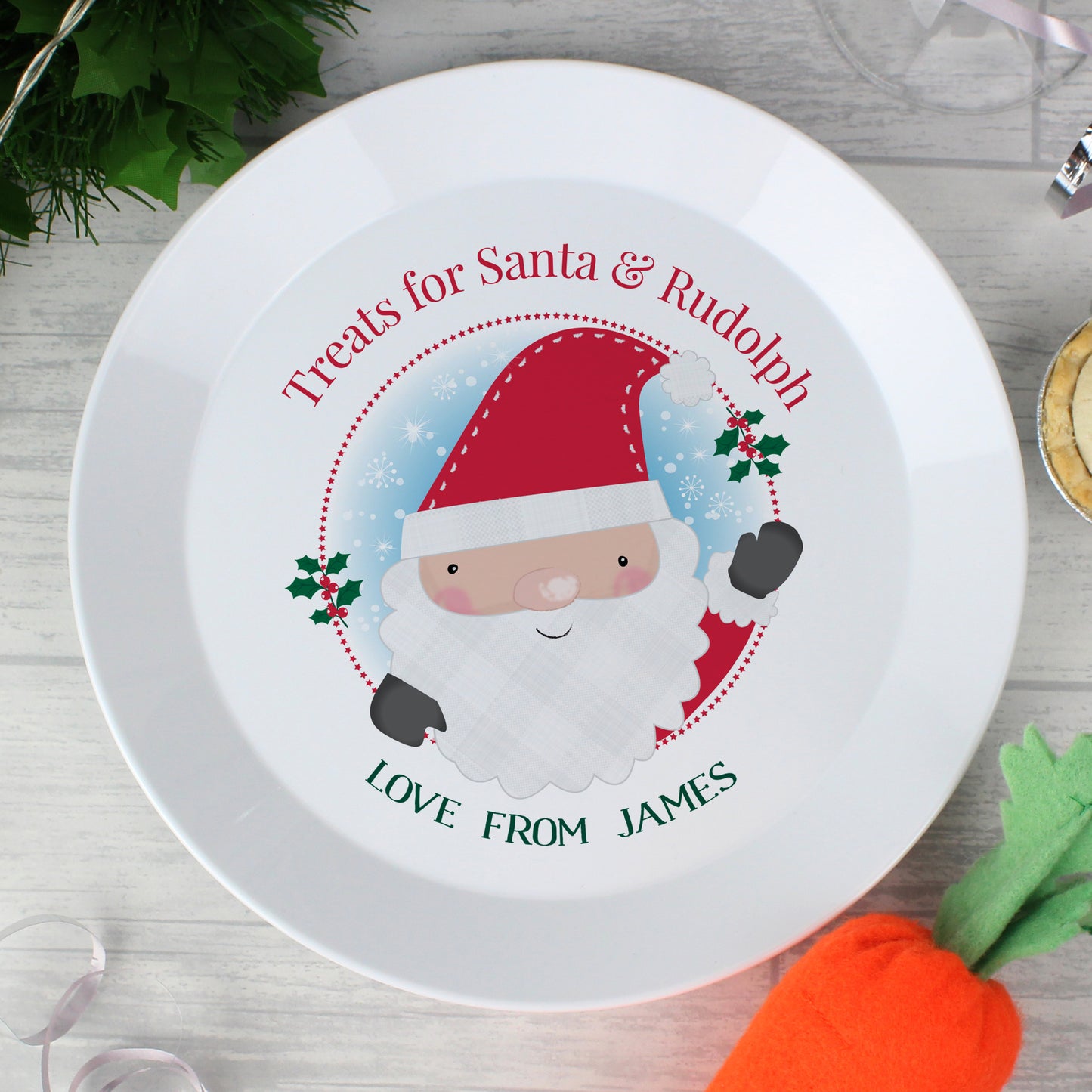 Santa Christmas Eve mince pie plastic plate - Lilybet loves