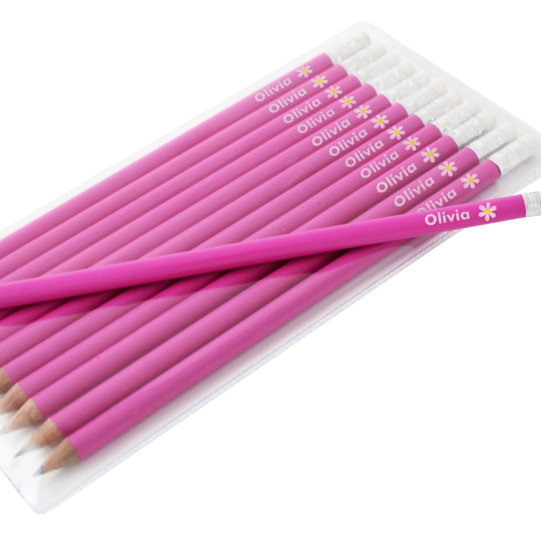 Flower motif pink pencils, personalised - Lilybet loves
